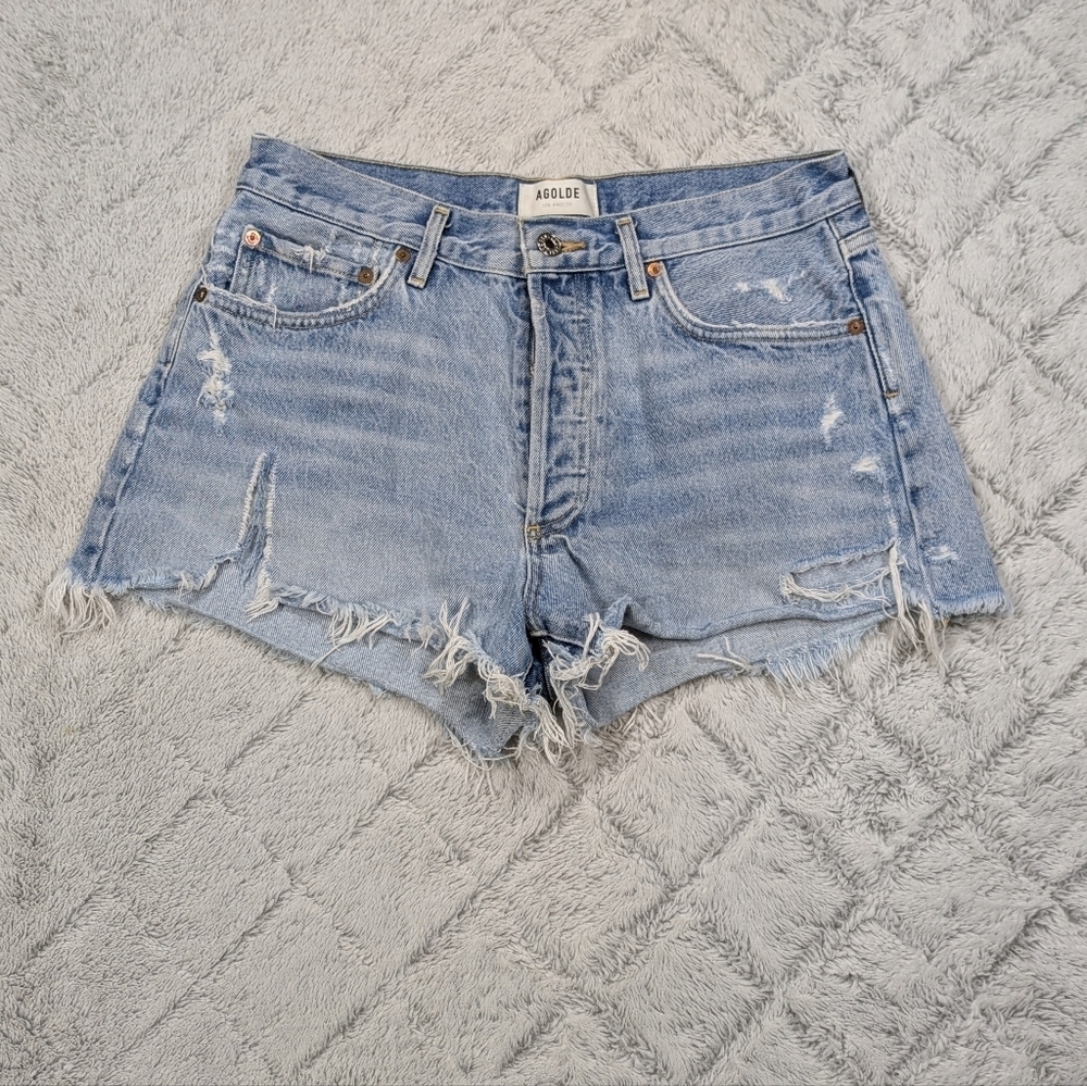 Agolde Shorts Women's 28 Blue Swapmeet Parker Vintage Cut-Off High Rise Cotton